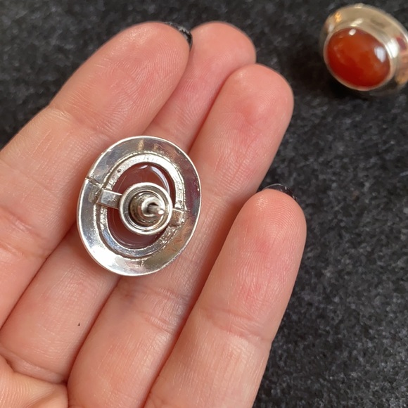 Natural Carnelian jewellery set of earrings and pendant. 925 sterling silver - Picture 2 of 9